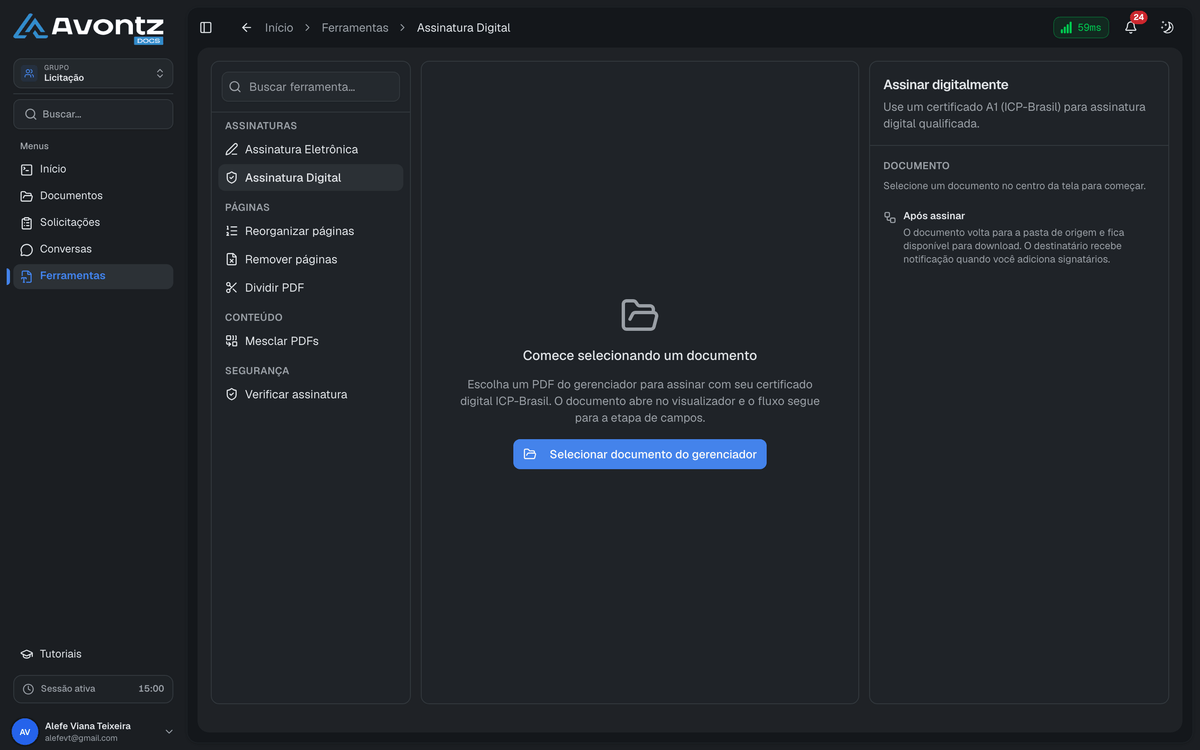 Assinatura digital com certificado A1 ICP-Brasil