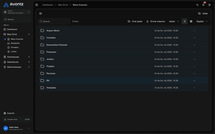 Gerenciador de arquivos com organização inteligente de pastas