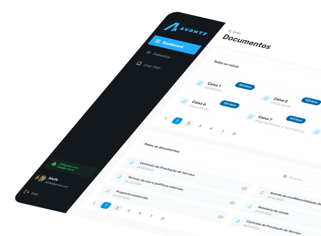 Imagem da tela de documentos do sistema Avontz.Docs